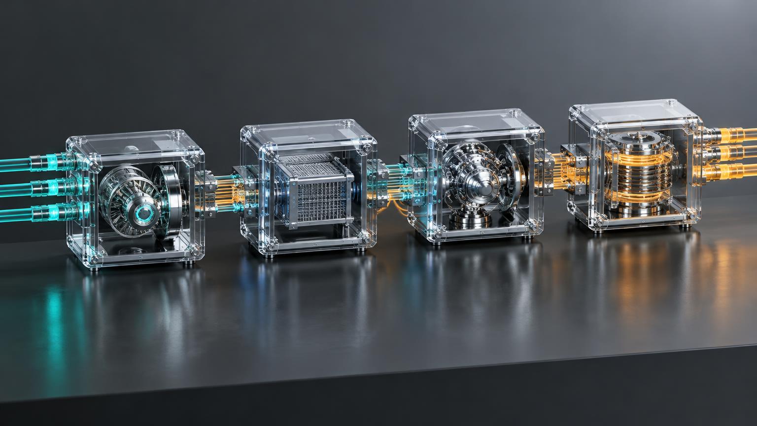 Illustration of transparent connected modules representing portable agent skills